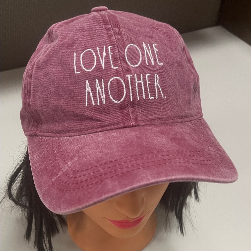 Rae Dunn Mauve 'Love One Another' Cap OS